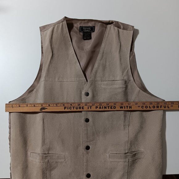 Men's "Personal Choice" Suede Vest with Snap Closure / Sand color / Size Large - Picture 12 of 14